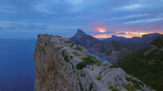 Link to Video | Cap de Formentor, bird's-eye view, tourist destination, sea, steep coast, cape, island, landform, Spain, aerial shot, Mediterranean Sea, tourist attraction, Balearic Islands, Vogelperspektive, Mediterranean Basin, Mallorca, coast, mediterranean sea
