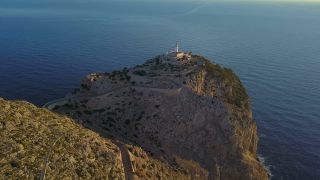 Link to Video | Cap de Formentor, bird's-eye view, tourist destination, sea, steep coast, cape, island, landform, Spain, aerial shot, Mediterranean Sea, tourist attraction, Balearic Islands, Vogelperspektive, Mediterranean Basin, Mallorca, coast, mediterranean sea
