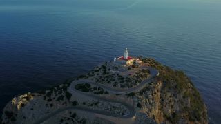 Link to Video | Cap de Formentor, bird's-eye view, tourist destination, sea, steep coast, cape, island, landform, Spain, aerial shot, Mediterranean Sea, tourist attraction, Balearic Islands, Vogelperspektive, Mediterranean Basin, Mallorca, coast, mediterranean sea