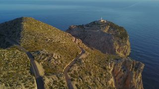 Link to Video | Cap de Formentor, bird's-eye view, tourist destination, sea, steep coast, cape, island, landform, Spain, aerial shot, Mediterranean Sea, tourist attraction, Balearic Islands, Vogelperspektive, Mediterranean Basin, Mallorca, coast, mediterranean sea