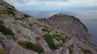 Link to Video | Cap de Formentor, bird's-eye view, tourist destination, sea, steep coast, cape, island, landform, Spain, aerial shot, Mediterranean Sea, tourist attraction, Balearic Islands, Vogelperspektive, Mediterranean Basin, Mallorca, coast, mediterranean sea