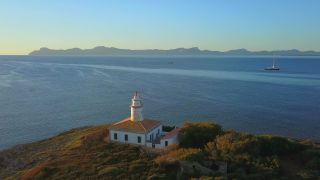 Link to Video | bird's-eye view, tourist destination, sea, Alcudia Port, Spain, aerial shot, Mediterranean Sea, Balearic Islands, Mediterranean Basin, Mallorca, mediterranean sea