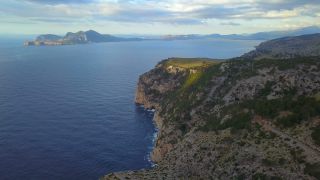 Link to Video | landscape, sea, steep coast, cape, Spain, aerial shot, Mediterranean Sea, Balearic Islands, Mediterranean Basin, nature, Mallorca, mediterranean sea