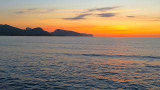 Link to Video | landscape, Alcudia beach, surf, water, Spain, Mediterranean Sea, Balearic Islands, red sky at morning, Mediterranean Basin, morning, nature, Mallorca, coast