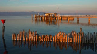 Link to Video | Alps, Germany, breakwater, lake, water, Lake Constance, Southern Germany, mountain range, Wasserburg am Bodensee, wooden fence, land waters, Baden-Württemberg