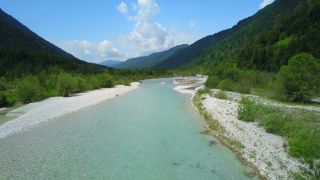 Link to Video | Upper Bavaria, Isar, landscape, bird's-eye view, Alps, Germany, Gebirge, Isartal, river, forest, mountain range, aerial shot, Wallgau, nature, wilderness
