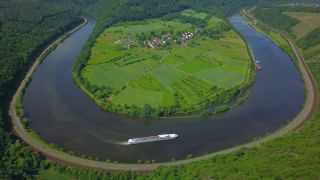 Link to Video | landscape, bird's-eye view, Rhineland-Palatinate, Saar, cruise, Germany, cruise ship, river, aerial shot, nature, Trier-Saarburg