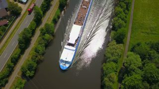 Link to Video | landscape, bird's-eye view, Rhineland-Palatinate, Saar, cruise, Germany, cruise ship, river, aerial shot, nature, Trier-Saarburg