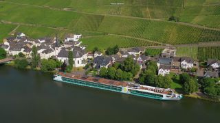 Link to Video | bird's-eye view, Rhineland-Palatinate, Moselle, physical location, Germany, Piesporter Goldtröpfchen, wine-producing region, vineyard, viticulture, Piesport, Piesport, aerial shot, Mosel-Saar-Ruwer