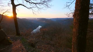 Link to Video | landscape, tree, tourist destination, Saarland, Orscholz, Germany, vegetation, sunrise, river, forest, Saarschleife, Mettlach, tourist attraction, nature