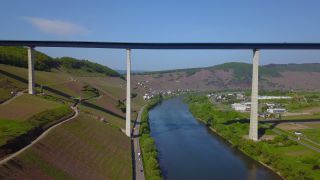 Link to Video | landscape, Rhineland-Palatinate, bridge, Hochmoselübergang, Moselle, Germany, Zeltingen-Rachtig, wine-producing region, vineyard, viticulture, Mosel-Saar-Ruwer, transport, Hochmosel Bridge, Moselle Valley