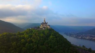 Link to Video | landscape, Rhineland-Palatinate, tourist destination, Germany, castle, Marksburg, Braubach, tourist attraction, Rhine, point of interest