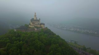 Link to Video | landscape, Rhineland-Palatinate, tourist destination, Germany, castle, Marksburg, Braubach, tourist attraction, Rhine, point of interest