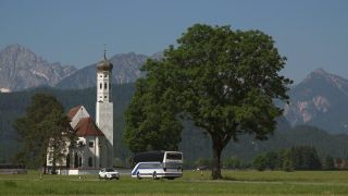 Link to Video | Ostallgäu, Swabia, landscape, tourist destination, Alps, Sankt Coloman in Schwangau, church building, Germany, Alpine foothills, religious building, Schwangau, tourism region, building, sacred architecture, tourist attraction, tourism destination, Allgäu Alps, Bavaria