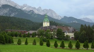 Link to Video | Upper Bavaria, landscape, Alps, Klais (Krün), Germany, hotel, Schloss Elmau, Karwendel, architectural structure, Bavaria