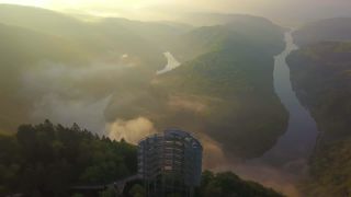 Link to Video | landscape, Cloef, tourist destination, Saarland, Saar, Germany, fog, river, Saarschleife, Mettlach, tourist attraction, nature, point of interest
