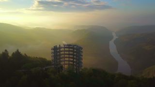 Link to Video | landscape, Cloef, tourist destination, Saarland, Saar, Germany, fog, river, Saarschleife, Mettlach, tourist attraction, nature, point of interest