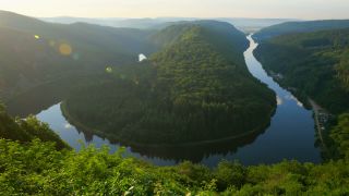 Link to Video | landscape, Cloef, tourist destination, Saarland, Saar, Germany, fog, river, Saarschleife, Mettlach, tourist attraction, nature, point of interest