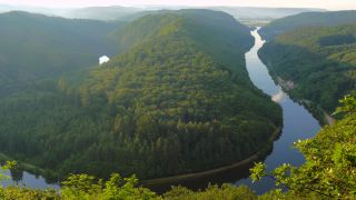 Link to Video | landscape, Cloef, tourist destination, Saarland, Saar, Germany, fog, river, Saarschleife, Mettlach, tourist attraction, nature, point of interest