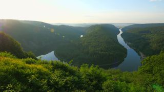Link zum Video | Landschaft, Cloef, Tourismusziel, Saarland, Saar, Deutschland, Nebel, Fluss, Saarschleife, Mettlach, Sehenswürdigkeit, Natur, Point of Interest