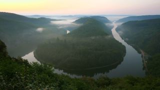 Link to Video | landscape, Cloef, tourist destination, Saarland, Dreisbach, Saar, Orscholz, landform, fog, river, Saarschleife, Mettlach, natural watercourse, tourist attraction, nature, point of interest