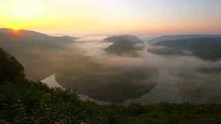 Link to Video | landscape, Cloef, tourist destination, Saarland, Dreisbach, Saar, Orscholz, landform, fog, river, Saarschleife, Mettlach, natural watercourse, tourist attraction, nature, point of interest