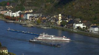Link to Video | landscape, Rhineland-Palatinate, tourist destination, waterway, maritime transport, Germany, river, natural watercourse, Sankt Goarshausen, main stream, tourism destination, Rhine
