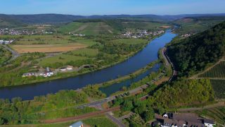 Link to Video | bird's-eye view, Rhineland-Palatinate, Saar, Germany, Ockfener Bockstein, wine-producing region, vineyard, viticulture, Ockfen, aerial shot, Ockfen, Mosel-Saar-Ruwer