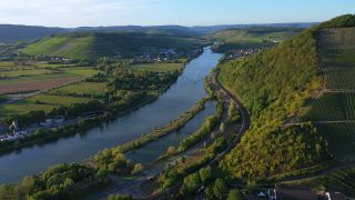 Link to Video | bird's-eye view, Rhineland-Palatinate, Saar, Germany, Ockfener Bockstein, wine-producing region, vineyard, viticulture, Ockfen, aerial shot, Ockfen, Mosel-Saar-Ruwer