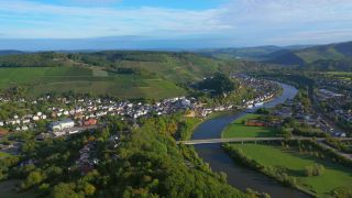 Link to Video | landscape, bird's-eye view, Rhineland-Palatinate, Saar, Germany, Saarburg, river, aerial shot, city, Saarburg