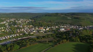 Link to Video | landscape, bird's-eye view, Rhineland-Palatinate, Saar, Germany, Saarburg, river, aerial shot, city, Saarburg