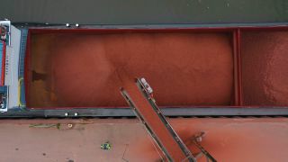 Link to Video | cargo ship, bird's-eye view, rubble, transport, cargo shipping, Saar, aerial shot, industrial sector