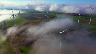 Link to Video | landscape, technology, renewable energy, energy supply, wind farm, umwelt, wind turbine generator system, wind power in Germany, fog, wind power, wind turbine, wind energy, nature, environmental protection, milieu
