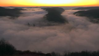 Link to Video | landscape, Cloef, Saarland, natural phenomenon, Germany, fog, Saarschleife, Mettlach, nature