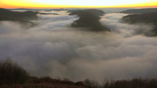 Link to Video | landscape, Cloef, Saarland, natural phenomenon, Germany, fog, Saarschleife, Mettlach, nature