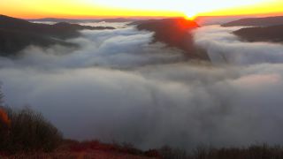 Link to Video | landscape, Cloef, Saarland, natural phenomenon, Germany, fog, Saarschleife, Mettlach, nature