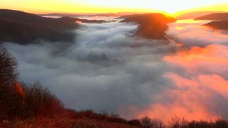 Link to Video | landscape, Cloef, Saarland, natural phenomenon, Germany, fog, Saarschleife, Mettlach, nature