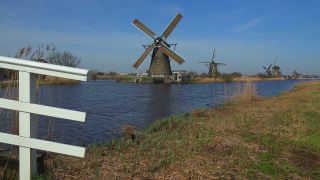 Link to Video | tourist destination, canal, windmill, Netherlands, tourist attraction, Kinderdijk, architectural structure