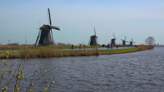 Link to Video | tourist destination, canal, windmill, Netherlands, tourist attraction, Kinderdijk, architectural structure