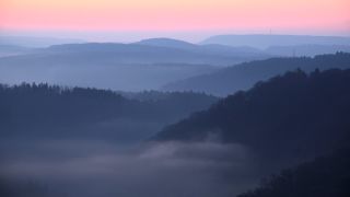 Link to Video | landscape, Saarland, Germany, fog, hill, Mettlach, haze, contre-jour, Mittelgebirge, morning, nature