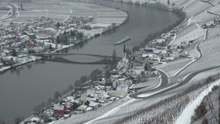 Link to Video | winter, Germany, wine-producing region, season, viticulture, river, Mosel-Saar-Ruwer, snow, Moselle Valley