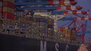 Link to Video | Hamburg, city-state, big city, maritime transport, Elbe, container ship, logistics, port settlement, industry, water transport, mode of transport, sea shipping, port, container terminal, portainer, crate, lake transport, Hanseatic city, transport