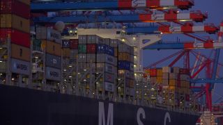 Link to Video | Hamburg, city-state, big city, maritime transport, Elbe, container ship, logistics, port settlement, industry, water transport, mode of transport, sea shipping, port, container terminal, portainer, crate, lake transport, Hanseatic city, transport