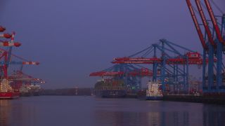 Link to Video | Hamburg, city-state, big city, maritime transport, Elbe, container ship, logistics, port settlement, industry, water transport, mode of transport, sea shipping, port, container terminal, portainer, crate, lake transport, Hanseatic city, transport