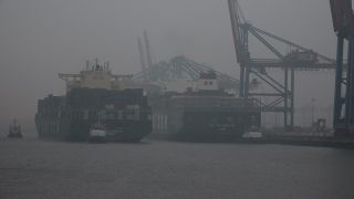 Link to Video | Hamburg, city-state, big city, maritime transport, Elbe, container ship, logistics, port settlement, industry, water transport, mode of transport, sea shipping, port, container terminal, portainer, crate, lake transport, Hanseatic city, transport