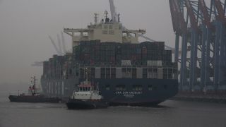 Link to Video | Hamburg, city-state, big city, maritime transport, Elbe, container ship, logistics, port settlement, industry, water transport, mode of transport, sea shipping, port, container terminal, portainer, crate, lake transport, Hanseatic city, transport