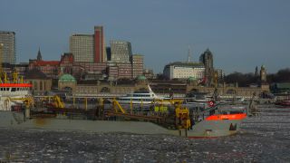 Link to Video | Hamburg, winter, maritime transport, million city, Elbe, Germany, metropolis, port settlement, ice, ice floe, river, port, Hanseatic city