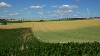 Link to Video | landscape, agriculture, renewable energy, territorial entity, landscape element, field, landform, wind turbine generator system, economic sector, wind power, wind turbine, wind energy, nature