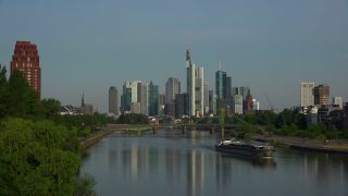 Link to Video | financial centre, Hesse, big city, Main, Frankfurt am Main, high-rise building, Bankenviertel, river, city, Frankfurt Rhine-Main Metropolitan Region