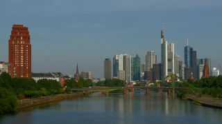 Link to Video | financial centre, Hesse, big city, Main, Frankfurt am Main, high-rise building, Bankenviertel, river, city, Frankfurt Rhine-Main Metropolitan Region